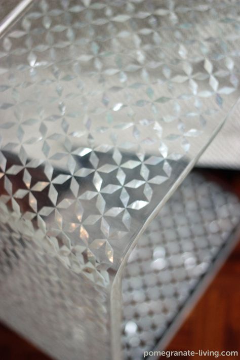 C-Clear side table in clear acrylic. The intricate geometric pattern is inlaid in mother of pearl by hand. £1,280. http://www.pomegranate-living.com/cclear-table-with-star-pattern-by-nada-debs.ir?cName=brands-nada-debs-accent-tables Nada Debs, Inlay Table, Lucite Table, Acrylic Furniture, Inlay Furniture, Concrete Furniture, Small House Design Plans, Marble Inlay, Fantastic Furniture