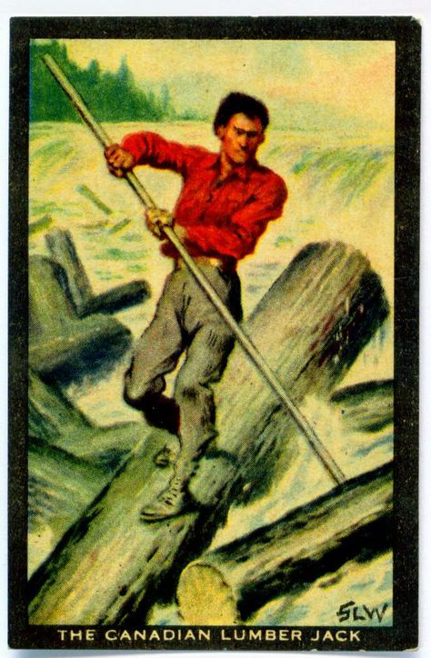 https://flic.kr/p/8S9Tny | Tradecard - Canadian Lumberjack | DC Thomson Comics "Adventure Pictures" (set of 30 cards ~ 3 sub-sets of 10 issued in 1922) The Canadian Lumber Jack Canadian Lumberjack, Lumberjack Competition, Adventure Pictures, Logging Industry, Lumber Jack, Adventure Picture, Forest Camp, Earth Images, Cabin Art