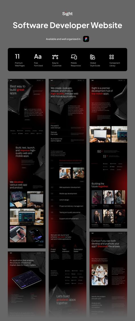 Sight - Software Developer Agency Website — Figma Resources on UI8 Summer Sale Sign, Ui Ux Website, Website Design Inspiration Layout, Agency Website, Ui Design Website, Wireframe Kit, Vector Shapes, For Sale Sign, Website Design Inspiration