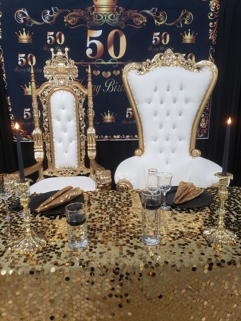 King and Queen black and gold birthday Gold Birthday, Gold Decor, Queen, Birthday, Gold, Black