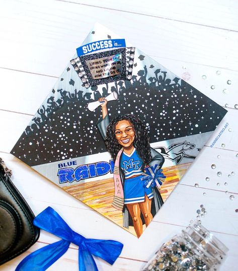 Liking Yourself, Middle Tennessee State University, Graduate College, Blue Uniform, Graduation Picture, Grad Caps, Graduation Picture Poses, Grad Cap, Graduation Pictures