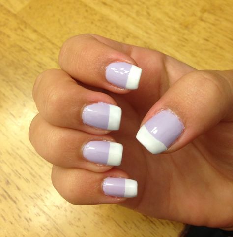 Lavender nails with white tips (: Lavender Nails With White Tips, Lavender And White Nails, Lavender French Tips, Lavender French Tip, Nails With White Tips, White French Tips, Nails With White, Artistic Nails, French Tip Manicure