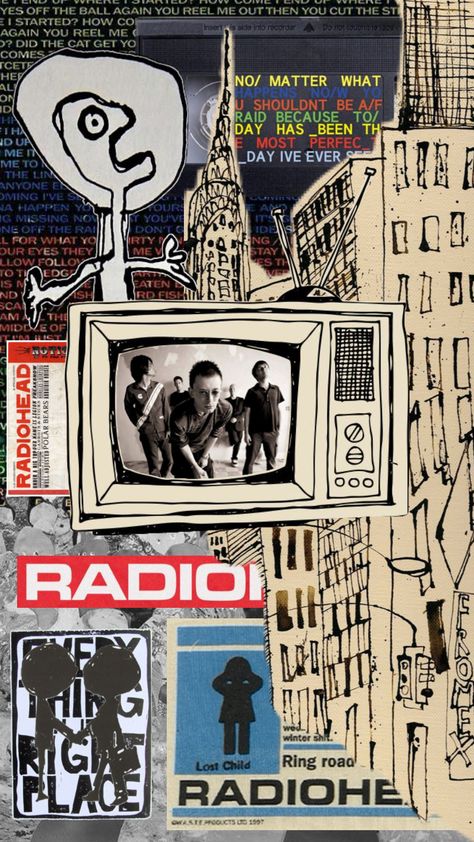 #radiohead #music #wallpaper Radiohead Poster Prints, Radiohead Wallpaper Ipad, Radiohead Background, Music Wallpaper Laptop, Radiohead Wallpaper Iphone, Radiohead Phone Background, Poster Radiohead, In Rainbows Radiohead Wallpaper, Radiohead Collage