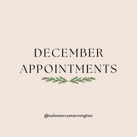 A gentle reminder to pre book your December appointments to avoid disappointment. 🎄 . #salonenvymornington #christmas #appointment #avoiddisappointment #prebook #call #bookonline #santaiscoming Thanksgiving Appointments Available, Last Min Appointment Available, Holiday Salon Promotions, Last Minute Cancellation Appointment, Christmas Appointments Available Salon, Prebook Your Holiday Appointments, New Location Announcement Salon, Book Now Appointment, Christmas Appointments