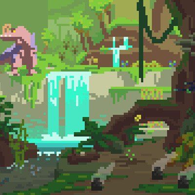 Jungle Pixel Art, Pixel Art Painting, Pixel Plants, Side Scroller, Notion Cover, Pixels Art, Art Forest, Monster Hunter World, Ancient Forest