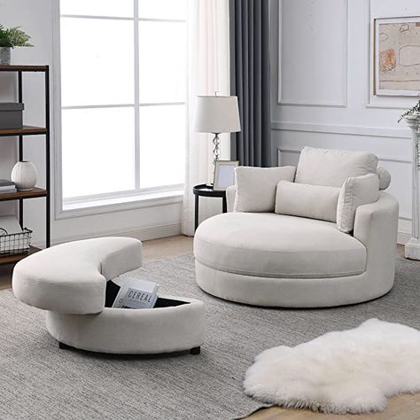 Sofa Chair Design, Modern Sofa Chair, Round Sofa Chair, Chair With Storage, Modern Grey Sofa, Modern Swivel Chair, Lounge Club, Sofa Lounge, Round Sofa