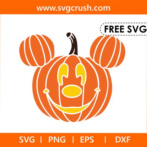 Mickey Mouse Pumpkin, Free Svg Files For Cricut, Mickey Pumpkin, Free Svg Files, Free Svg Cut Files, Disney Halloween, Svg Free Files, Eps Vector, Cricut Explore