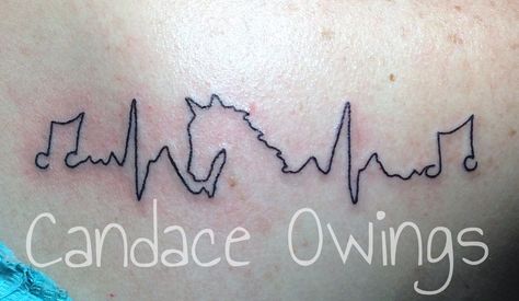 Tattoo I did of a heartbeat with music notes and a horse head on a shoulder blade. Music Heartbeat, Monogramming Ideas, Heartbeat Tattoo, Horse Tattoo, Music Tattoos, Tat Ideas, Musical Notes, Horse Life, Horse Head