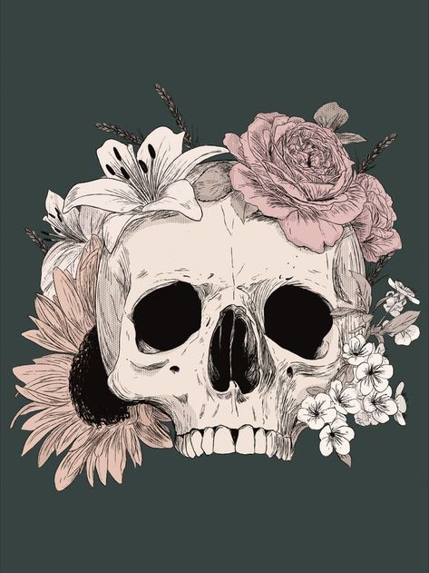 Canine Skull, Skeleton Artwork, Line Tattoo Ideas, Bone Art, Art Journal Therapy, Skull Sticker, Line Tattoo, Floral Skull, Scary Art