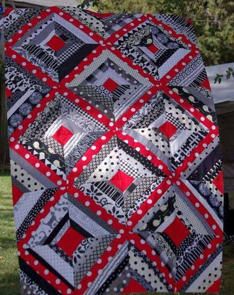 Sane, Crazy, Crumby Quilting: What's Black and White and Red All Over?: Two Color Quilts, Black And White Quilts, White Quilts, String Quilt, Red And White Quilts, String Quilts, Quilt Care, Jellyroll Quilts, Red Quilts