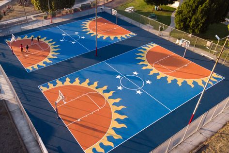 The 19 Best Designed Basketball Courts in the World | Architectural Digest Basketball Court Pictures, Basketball Court Design, Painted Basketball, Landscaping 101, Tonle Sap, Santa Catalina Island, Sport Center, Floating Boat, Basketball Courts