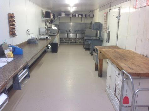 Our shop! Ready to go to work! #hilltopcustommeatprocessing #meat processing #deer # Elk Home Butchering Station, Butcher Room Ideas, Butcher Shop Floor Plan, Butchering Station, Meat Processing Room Ideas, Home Butcher Shop Ideas, Meat Processing Room, Home Meat Processing Room, Butcher Room