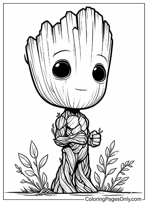 Baby Marvel Characters, Groot Coloring Pages, Baby Groot Tattoo, Coloring Pages Marvel, Marvel Coloring Pages, Groot Drawing, Baby Groot Drawing, Super Hero Coloring Sheets, Disney Coloring Pages Printables