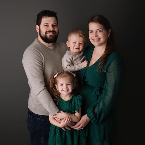 Family Of 4 Studio Poses, Family Of Four Studio Poses, Family Of 4 Studio Photoshoot, Casual Family T-shirt Unisex, Basic Cotton T-shirt For Family Occasions, Family Poses Photography For 4, Family Portrait Poses For 4, Custom Print Cotton T-shirt For Family, Family Photoshoot Ideas Studio