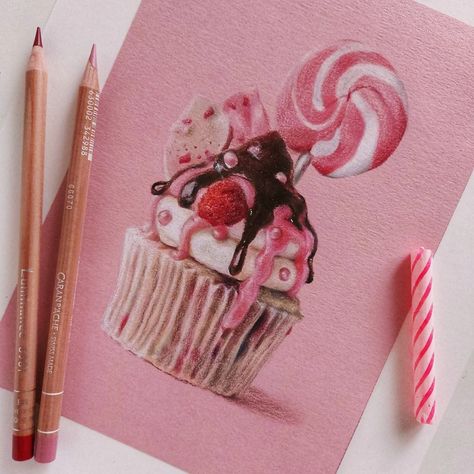 Luminance Color Combinations, Prismacolor References, Prismacolor Drawings, Colored Pencils Drawing, Colored Pencil Artwork Ideas, Prismacolor Drawing, Desserts Drawing, Prismacolor Art, Colouring Pencils