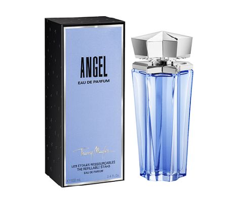 Angel by Thierry Mugler   for women  Parfum Thierry Mugler    This fragrance notes are Patchouli, Sandalwood, Chocolate, Caramel, Strawberry, Dewberry, Vanilla, Musk, Honey, Jasmine, Orchid, Rose and Bergamot. Women Parfum, Thierry Mugler Angel, Mugler Angel, Luxury Perfumes, Vanilla Musk, Thierry Mugler, Chocolate Caramel, Luxury Perfume, Fragrance Notes