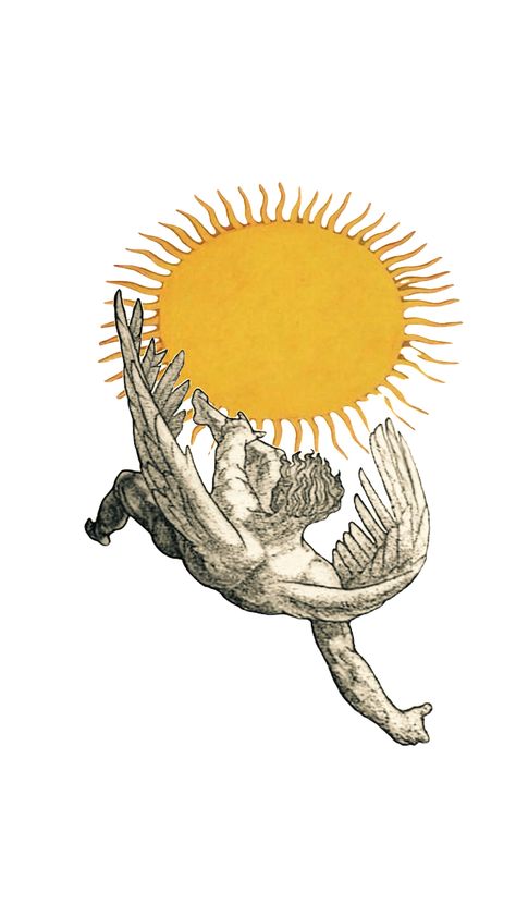 #Icarus #sun #wingsoffreedom Icarus Illustration, Icarus And The Sun, Icarus Falling, Icarus Aesthetic, Icarus Art, Icarus Myth, Icarus Wings, Icarus Tattoo, Icarus Fell