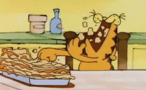 Eat Food GIF - Eat Food Lasagne - Discover & Share GIFs Lazy Gif, Hungry Gif, Garfield Lasagna, Cartoons Eating, Waving Gif, Eating Gif, Garfield Images, Garfield Cartoon, Garfield Cat