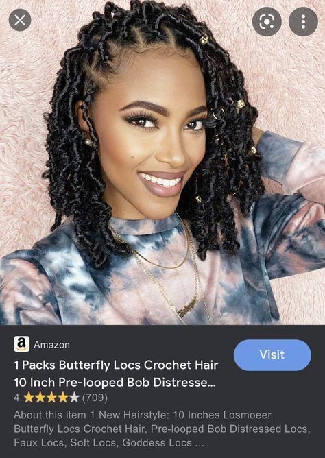 Faux Locs Short Shoulder Length, Butterfly Locs Bob, Back To School Hairstyles Short, Faux Locs Short, Crochet Butterfly Locs, Locs Bob, Loc Bob, School Hairstyles For Short Hair, Future Hairstyles