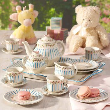 Girls Tea Set, Pottery Barn Sausalito, Play Tea Set, Childrens Tea Sets, Toy Tea Set, Mini Tea Set, Tea Party Setting, Pastel Color Schemes, Miniature Tea Set