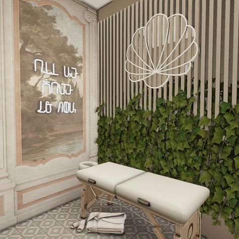 Spa Sims 4 Cc, Sims 4 Cc Signs, Sims 4 Cc Spa Day, Sims 4 Aesthetic Lots, Sims 4 Yoga Studio, Sims 4 Spa Build, Sims Spa, Sims 4 Spa Cc, Chill Coffee Shop