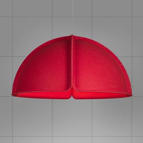 Modular felt lamp. Hood by Form Us With Love for Atelje Lyktan Felt Lighting, Felt Lamp, Acoustic Panels Diy, Red Lighting, Felt Design, Lamp Large, Acoustic Panel, Lighting Pendant, Modern Lighting Design