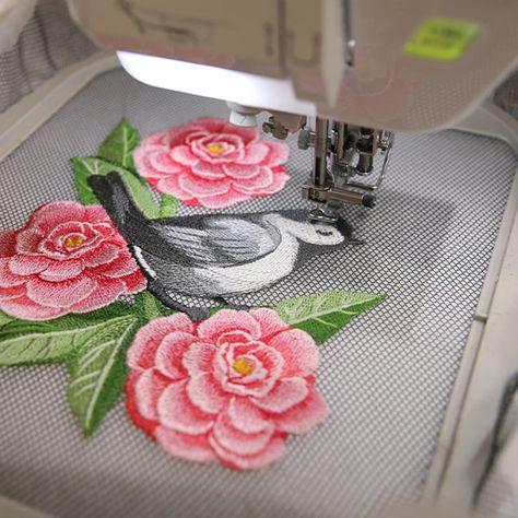 Fabrics 101: Embroidering on Nylon Screen | Machine Embroidery Designs | Embroidery Library Decorative Fireplace Screens, Embroidering Machine, Free Embroidery Patterns Machine, Fabric Stores, Machine Embroidery Projects, Spray Adhesive, Sewing Needle, Free Machine Embroidery Designs, Embroidery Needles