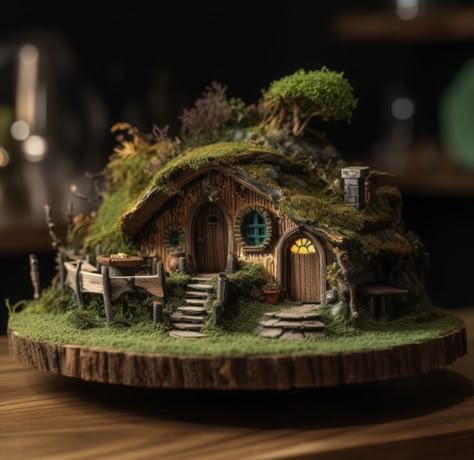 Hobbit Houses Diy, Casa Hobbit, Fairy Tree Houses, Fairy House Crafts, Clay Fairy House, Beautiful Terrariums, Fairy Village, Fairy House Diy, Fairy Garden Designs