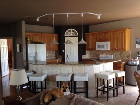 Behr colors: Caffeine ceiling, Espresso Martini walls, and Havana Coffee accent wall. Venetian Ice granite, and Travertine tile. Tumbled Marble Backsplash, Iced Espresso, Behr Colors, Behr Paint, Marble Backsplash, Travertine Tile, Dog Photo, Espresso Martini, Backsplash