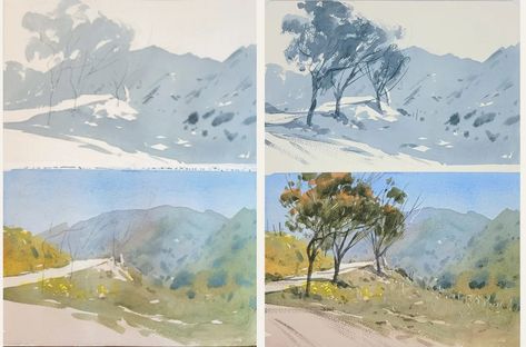 If you've been struggling to navigate watercolor washes and color mixing, resulting in muddy paintings that seem irreparable, this course is tailor-made just for you! Say goodbye to the frustration and join Andy Evansen to learn how to push your artistic boundaries and simplify your techniques, ensuring that your artwork stands out from the rest. Enrollment is open ONLY for two more days! Make sure you secure your place now by clicking the link in our bio. #WatercolorCourse #ColorMixing #Wa... Andy Evansen, California Watercolor, Practice Watercolor, Value Study, Study Art, Watercolour Landscape, Watercolor Video, Watercolor Lessons, Watercolor Painting Techniques