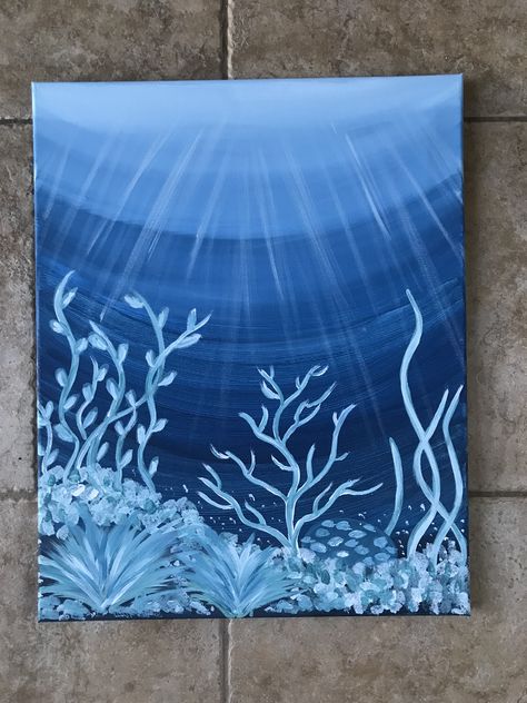 Under water sea plants Underwater Theme Drawing, Under Water Plants Drawing, Deep Sea Painting Underwater, Under Ocean Drawing, Ocean Background Painting, Under Water Drawing Easy, Underwater Sea Painting, Bottom Of Ocean Drawing, Sea Themed Paintings