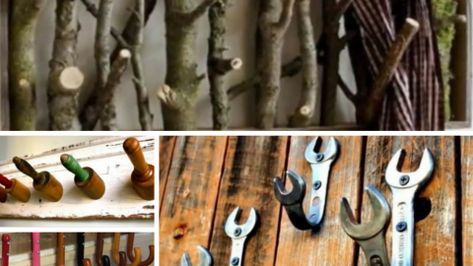 30 Insanely Crafty Vintage DIY Coat Hooks Your Home Needs | DIY Joy Projects and Crafts Ideas Diy Coat Hooks, Diy Hooks, Diy Coat, Pinterest Crafts, Wooden Coat Rack, Do It Yourself Crafts, Diy Cans, Vintage Diy, Scrap Metal Art