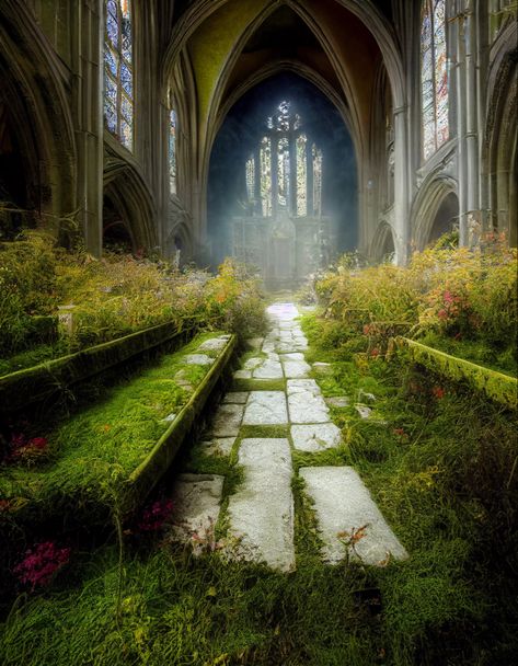 Overgrown Cathedral, Forest Cathedral, Abandoned Cathedral, Wedding Gardens, Haunted Castles, Haunted Castle, Gothic Cathedral, Gothic Church, Haunted Houses