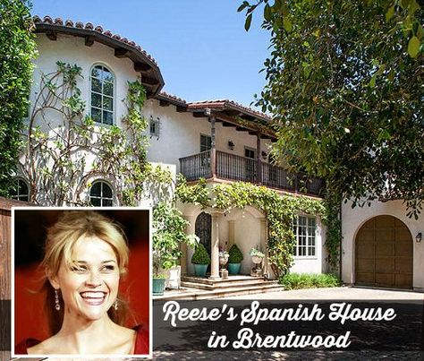 Reese Witherspoon's Brentwood Estate For Sale | hookedonhouses.net Spanish Estate, Colonial Revival House, Brentwood California, Spanish Style Decor, Tuscan Style Homes, Mediterranean Home Decor, Spanish Style Home, Spanish Style Homes, Hacienda Style