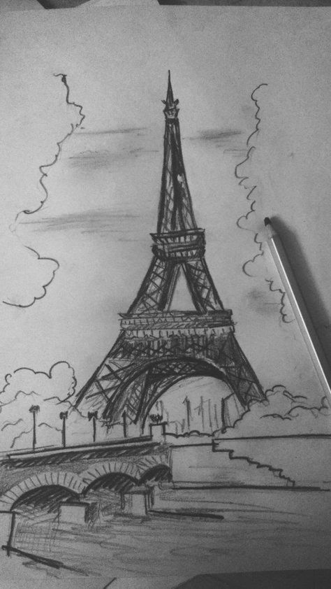 Eifell Tower Aesthetic Drawing, Efile Tower Sketch, How To Draw Paris, Usa Drawing Ideas, Paris Sketch Easy, Drawing Ideas Paris, Eifell Tower Draw, Eiffel Tower Drawing Sketches, Paris Sketch Pencil