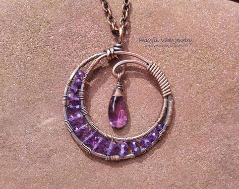 Amethyst Moon Necklace Wire Wrapped Handmade One Of A Kind Purple Crescent Moon Pendant Boho Hippie Artisan February Birthstone Jewelry Purple Crescent Moon, Gothic Jewelry Diy, Ankle Bracelets Diy, February Birthstone Jewelry, Wire Jewelery, Wire Wrapped Jewelry Tutorials, Diy Jewelry Necklace, Crescent Moon Pendant, Diy Wire Jewelry