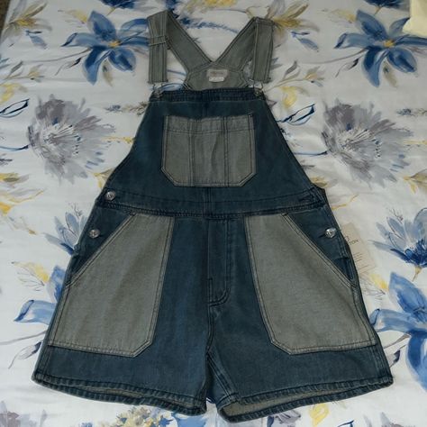 Overall Straps Can Come Undone, Buttons On The Sides Are Functional. Overalls One Strap Down, Overalls With Boots, Fixing Clothes, Retro Overalls, Overall Straps, Shorts Overalls, Thrift Store Outfits, Senior Stuff, Senior Overalls