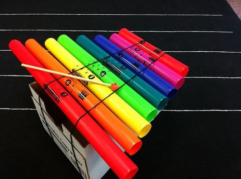 Directions for a boomwhacker stand- How to make a Xylophone Instrument DIY Tutorial, pvc pipes, musical Homemade Musical Instruments, Homemade Instruments, Music Lessons For Kids, Elementary Music Education, Boomwhackers, Diy Instruments, Have Fun Teaching, Preschool Music, Elementary Music Classroom