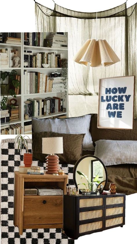 moody earthy eclectic mix match cozy neutral master bedroom inspiration Moody Eclectic, Earthy Eclectic, Modern Eclectic, Bedroom Inspirations, Future Home, My Home, Mood Board, Bedroom