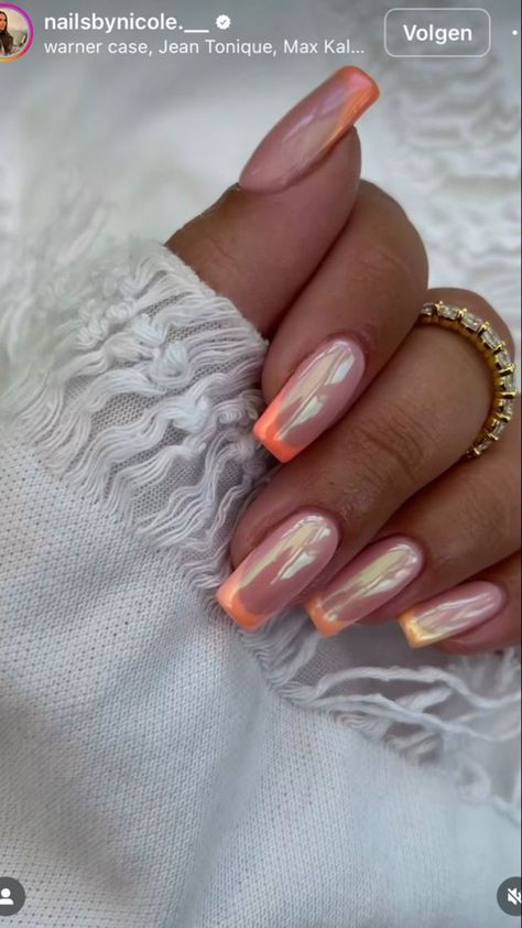 Shiny Nails Designs, Unghie Sfumate, Pink Chrome Nails, Nagellack Trends, Chrome Nails Designs, Fancy Nails Designs, Summery Nails, French Tip Acrylic Nails, Coastal Vibes