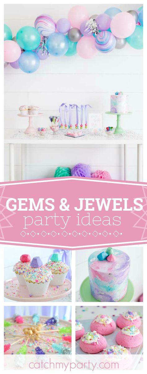 Gems And Jewels Birthday Party, Gem First Birthday Theme, Gems Birthday Party, Gem Party Ideas, She’s A Gem Party Theme, Crystal Gem Birthday Party, Jewel Party Theme, Jewel Birthday Party, She’s A Gem Birthday Party