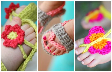 15 Cute Crochet Baby Sandals begging to be made! - Make and Takes Baby Flip Flops, Sandals Patterns, Crochet Baby Sandals, Baby Shoes Pattern, Easy Crochet Baby, Crochet Sandals, Crochet Booties, Baby Sandals, Crochet Baby Shoes