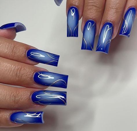 Blue Chrome Nail, Chrome Nail Designs, Blue Chrome Nails, Teal Nails, Chrome Nails Designs, Blue Chrome, Chrome Nail, Baddie Nails, Colored Acrylic