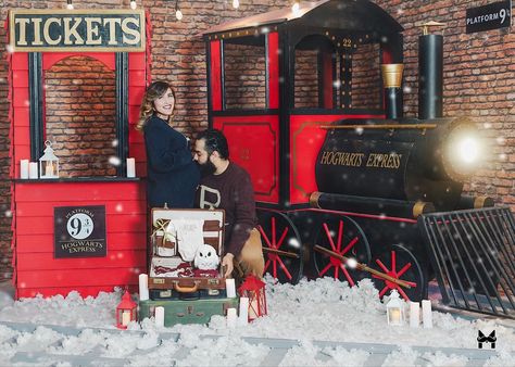 Christmas Train Station, Winter Shoot, Santa's House, Train Platform, Holiday Train, Christmas On A Budget, Hogwarts Express, Christmas Train, Polar Express