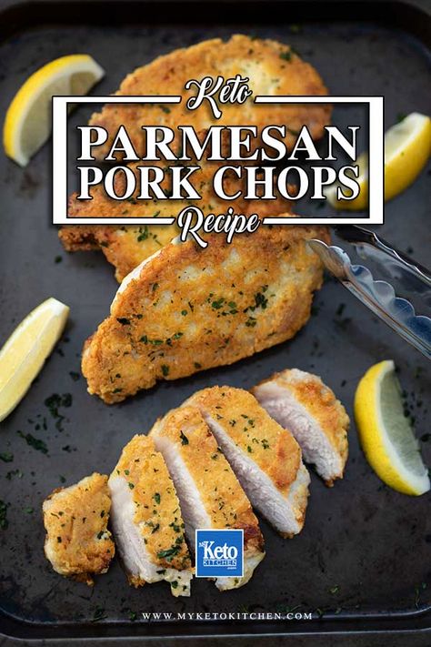 Cheese Pork Chops, Parmesan Pork Chops, Keto Pork Chops, Keto Pork, Low Carb Pork, Cheese Crust, Crispy Cheese, Easy Dinner Recipe, Boneless Pork Chops