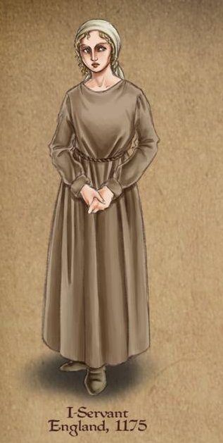 Servant/peasant woman's dress. credit to temiel on deviantart. Medival Outfits Servant, 1500s Peasant Dress, Poor Clothes Drawing, Medieval Servant, Midevil Costumes, Medieval Peasant Clothing, Servant Dress, Medival Outfits Women, Northern Fashion