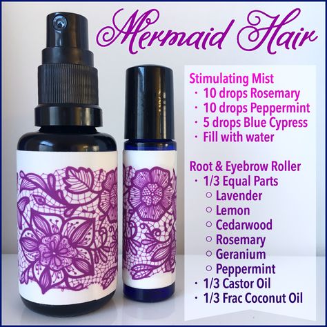 Mermaid Hair essential oil blend Mermaid Hair Spray Essential Oils, Siren Oil Recipe, Mermaid Hair Essential Oils, Homemade Perfume, Coconut Oil Hair Mask, Yl Essential Oils, Essential Oil Blends Recipes, Essential Oil Mixes, Essential Oils For Hair