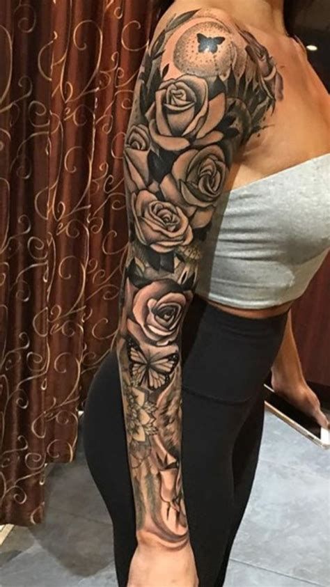 Womens Arm Tattoos Sleeve, Full Arm Tattoo Women, Girl Tattoos On Arm, Girls Sleeve Tattoo Ideas, Full Arm Sleeve Tattoos For Women, Girl Half Sleeve Tattoos, Girl Flower Tattoos, Voll Arm-tattoos, Sleeves Tattoos