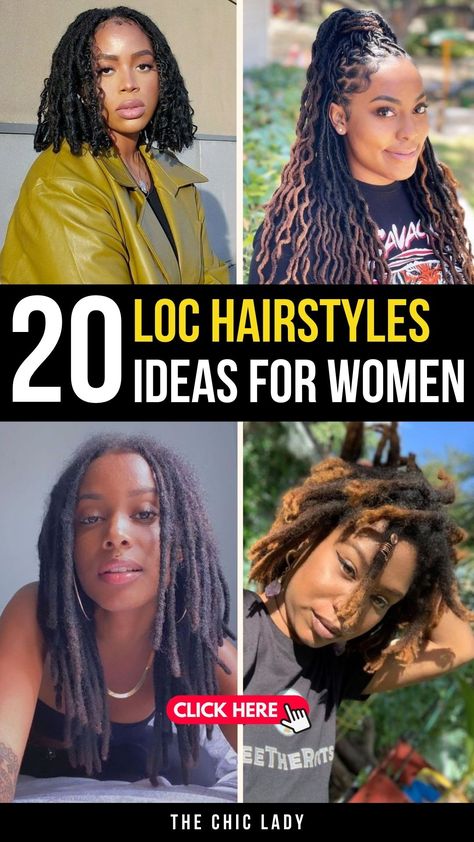 Top 20 Female Loc Styles to Unlock Cultural Beauty and Elegance Locs Styles For Long Hair, Updos For Locs For Women, 100 Locs Natural Hair, Twisted Locs Styles, Loc Styles For Older Women, Locked Hairstyles Locs, Loc Mohawk Styles Women, Loc Styles Medium Updo Women Easy, Dreadlock Hairstyles Medium Length