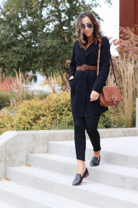 Black and Brown Fall outfit Madewell Loafers, 2024 Outfits, Brown Fall, Mother Jeans, Suede Belt, My Favorite Color, Fall Outfit, Black Belt, Sweater Jacket